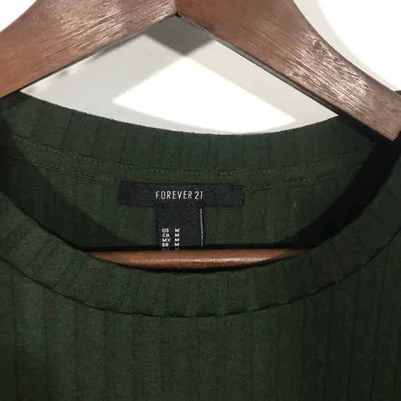 Forever 21 Army Green Ribbed T-Shirt Dress - Picture 4 of 6